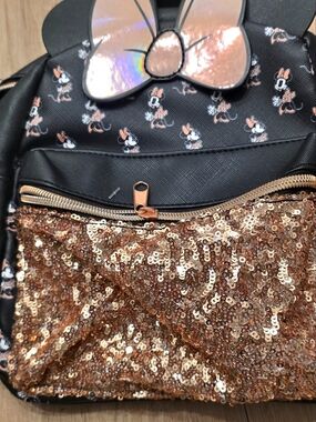 Minnie Mouse Rose Gold Sequin Front Pocket Mini Backpack - Disney